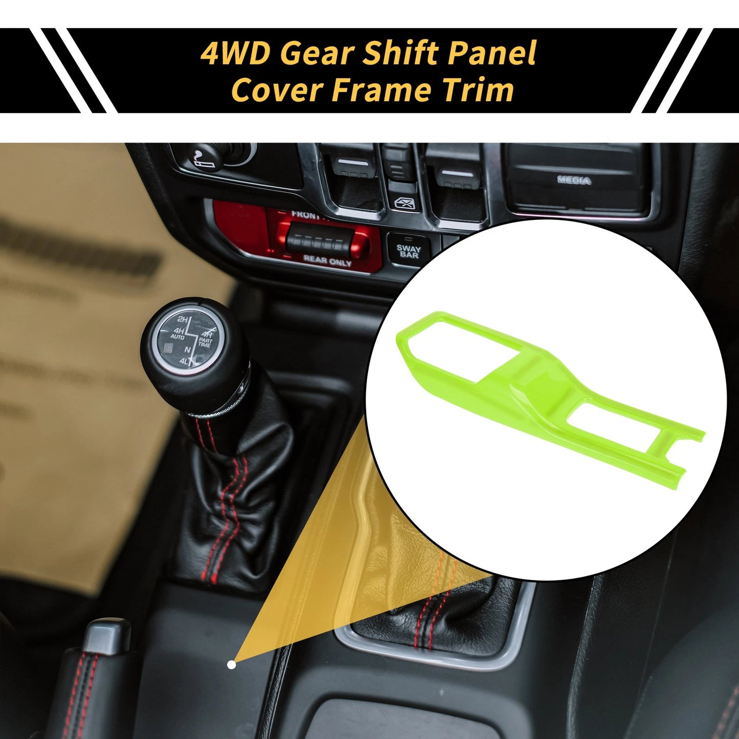 4WD Gear Shift Panel Cover Trim for Jeep Wrangler JL JLU (2018-2024) Green