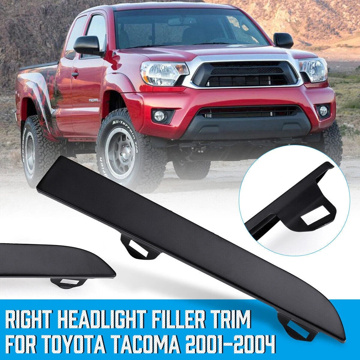 LH&RH Headlight Cover Bumper Filler Trim for Toyota Tacoma (2001–2004)