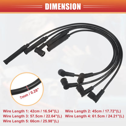 5 x Spark Plug Wire Ignition Coil Cables for BMW 3 Series E30 E36 (1982-1999)