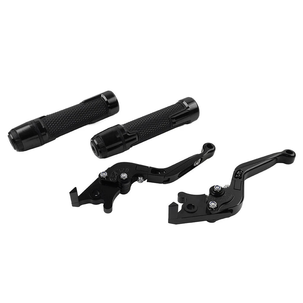 Black Extendable Brake Clutch Lever Grip Set for BMW R1200GS R1250GS (2013-2023)