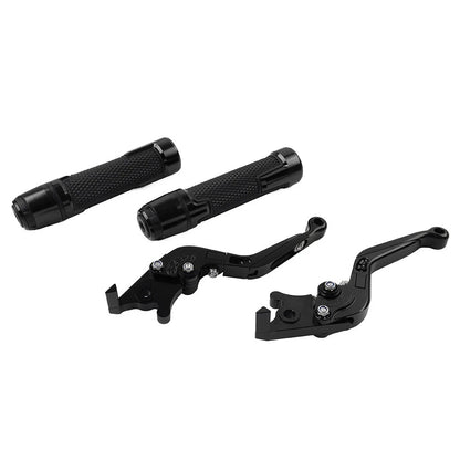Black Extendable Brake Clutch Lever Grip Set for BMW R1200GS R1250GS (2013-2023)