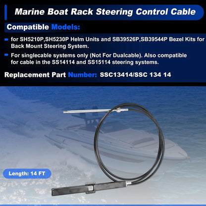 Cable 14 Ft Marine Boat Rack Steering Control Cable for SSC 134