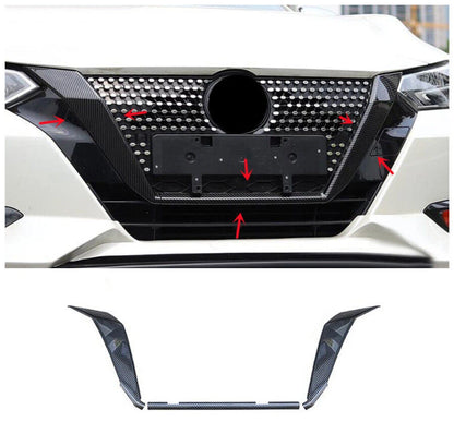 ABS Carbon Fiber Front Grille Frame Cover Trim for Nissan Sentra (2020-2022)