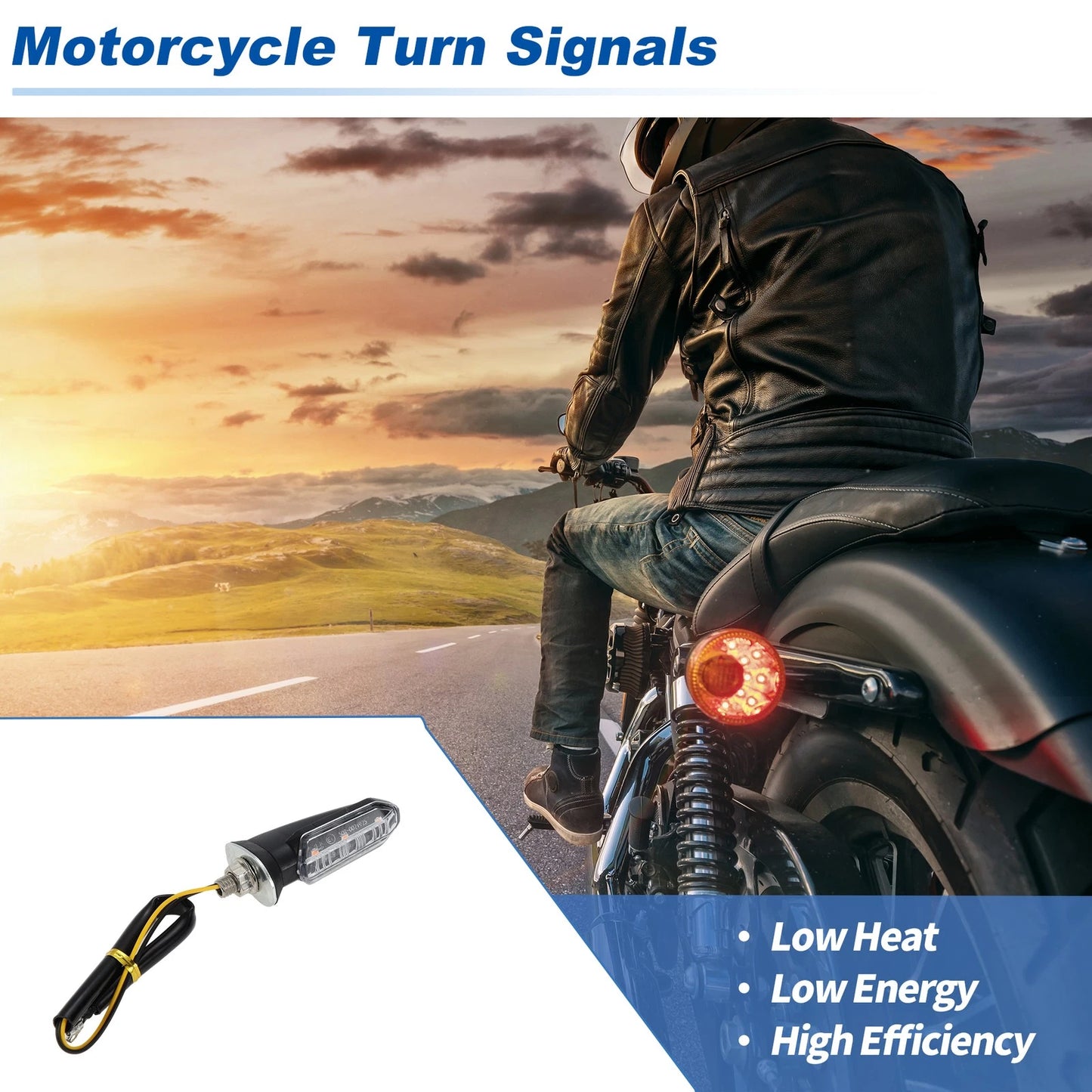 Motorcycle Turn Signal Assembly Blinkers with Bright White Housing
