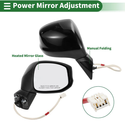 Right Door Mirror for Honda Civic (2012-2015) Manual Folding Gloss Black