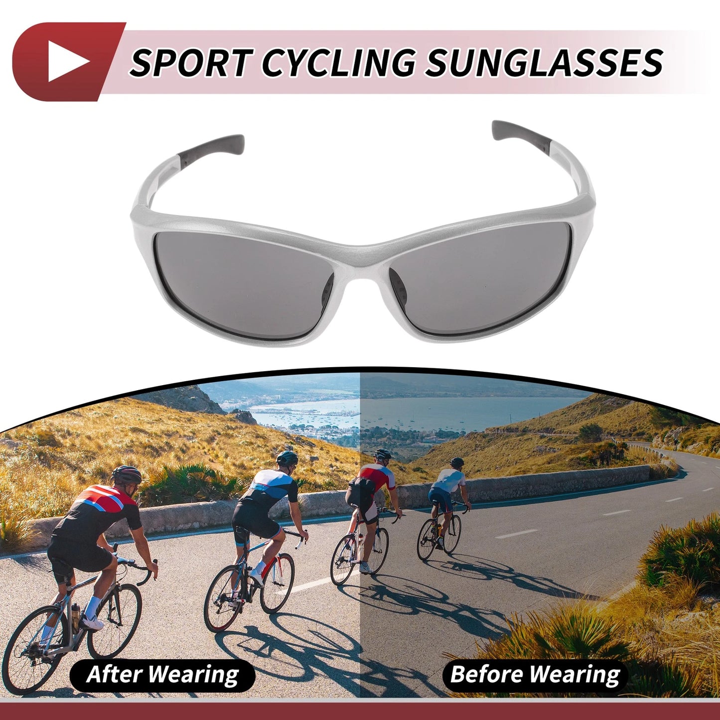 1 Motorcycle Riding Goggles - Deep Gray Lens, Silver Tone Frame for Motorcycles