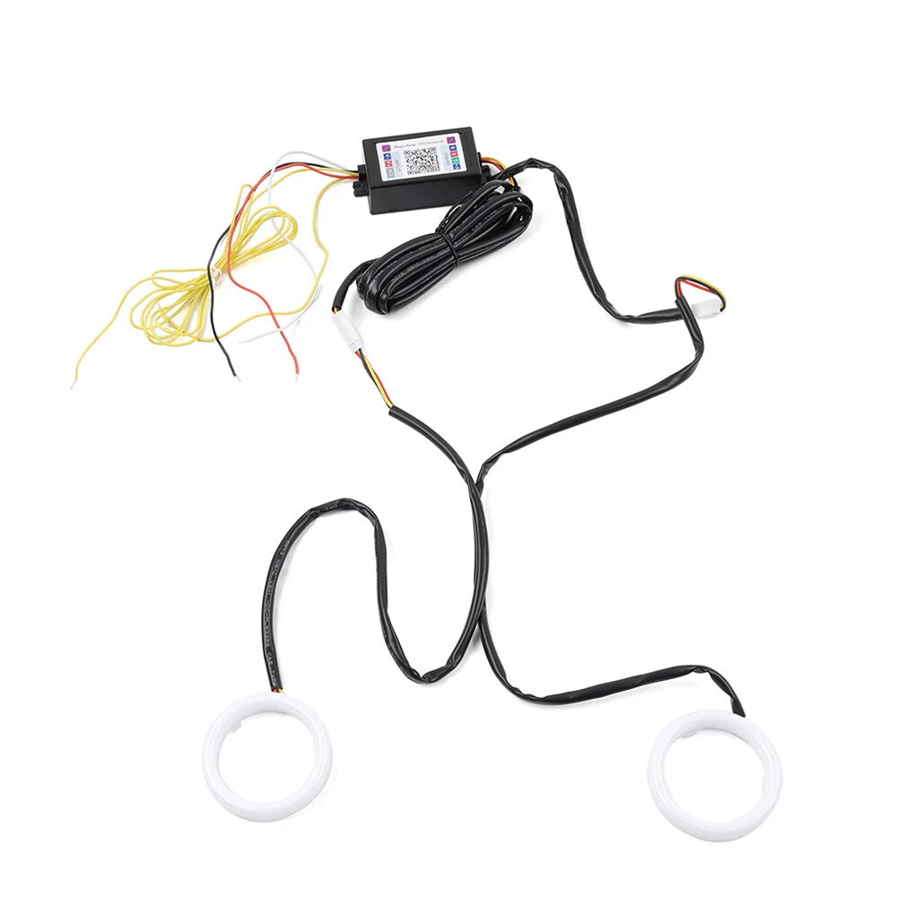 80MM RGB Phone Control Angel Eye Halo Rings Headlight DRL for Car