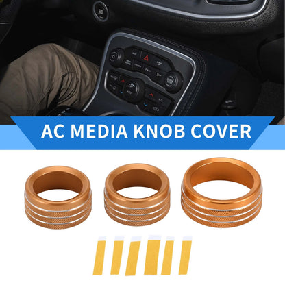 AC Media Switch Knob Cover Ring 3 x for Dodge Challenger (2015-2019)