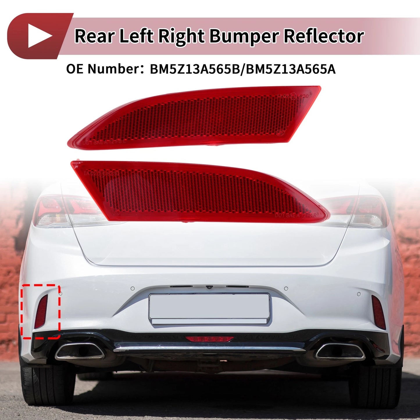 Rear Left & Right Bumper Reflectors for Ford Focus (2012-2018)