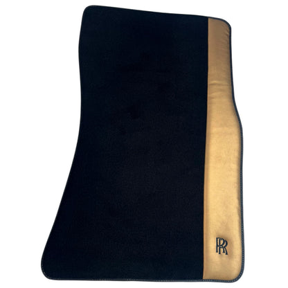 AutoWin Black Floor Mats for Rolls Royce Wraith (2013-2023) | Gold Leather