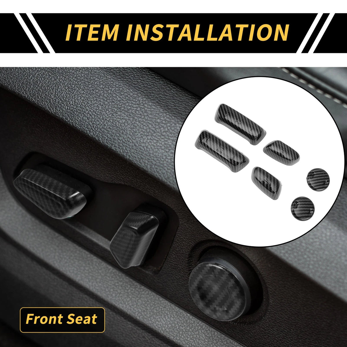 Carbon Fiber Pattern Seat Adjustment Button Cover for Toyota Tundra (2014–2021)