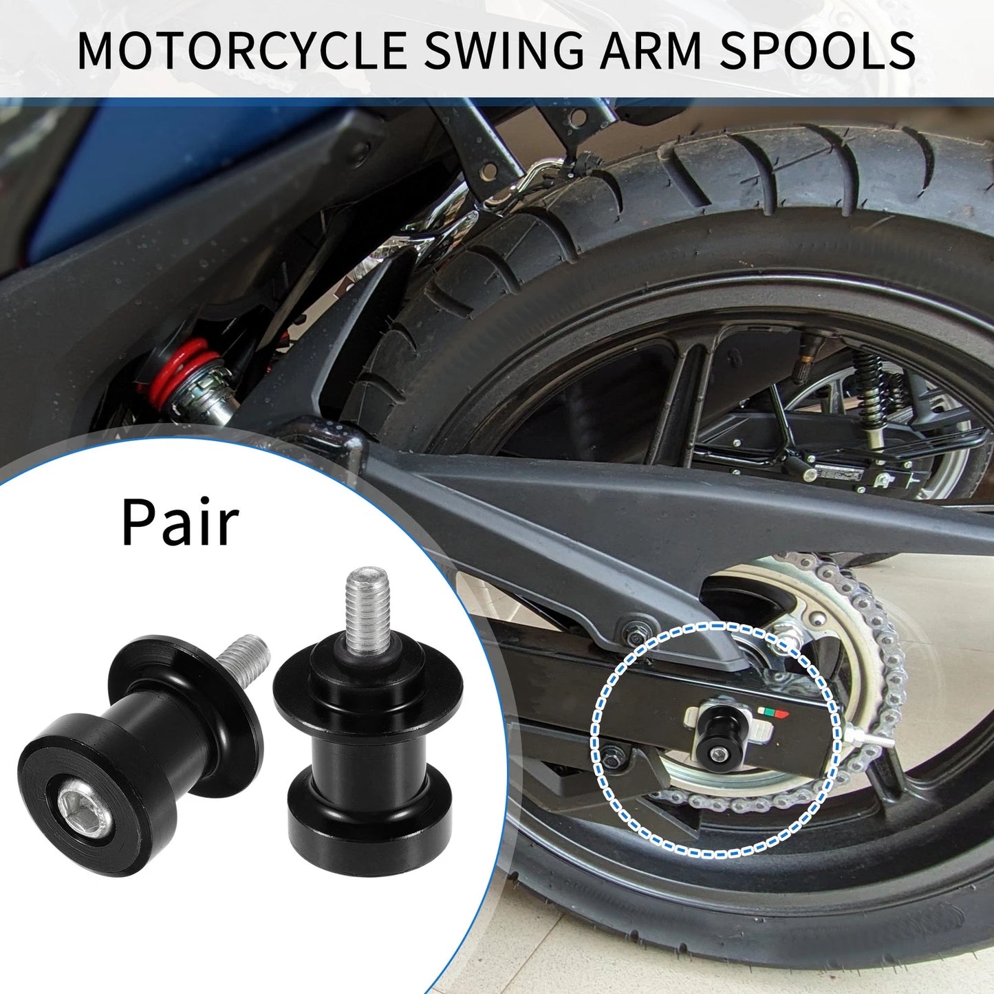 Pair Swingarm Spools 6mm CNC for Motorcycle