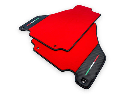 Red Floor Mats for Ferrari 360 Modena with Carbon Fiber Emblem (2000-2005)
