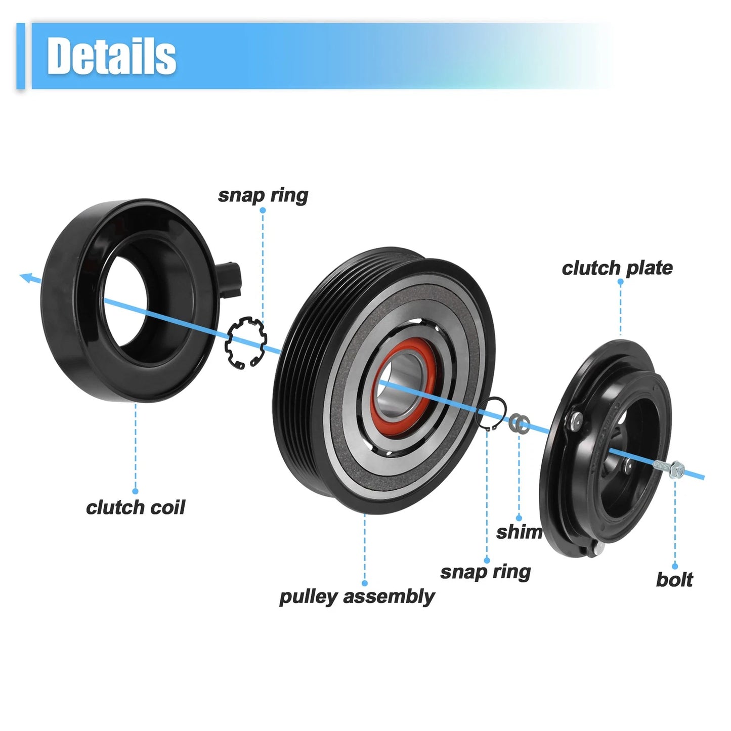 AC Compressor Clutch Kit for Jeep Liberty 6Cyl 3.7L (2009-2012)