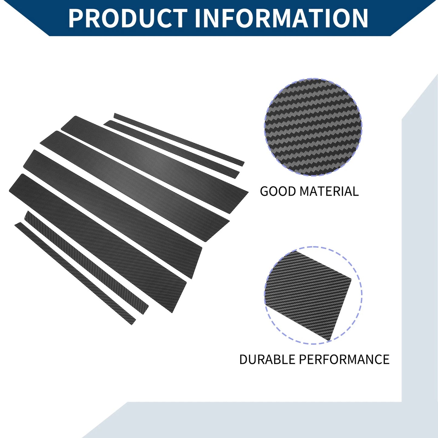 8 Pcs Black Carbon Fiber Window Trim Covers for Toyota RAV4 (2013-2018)