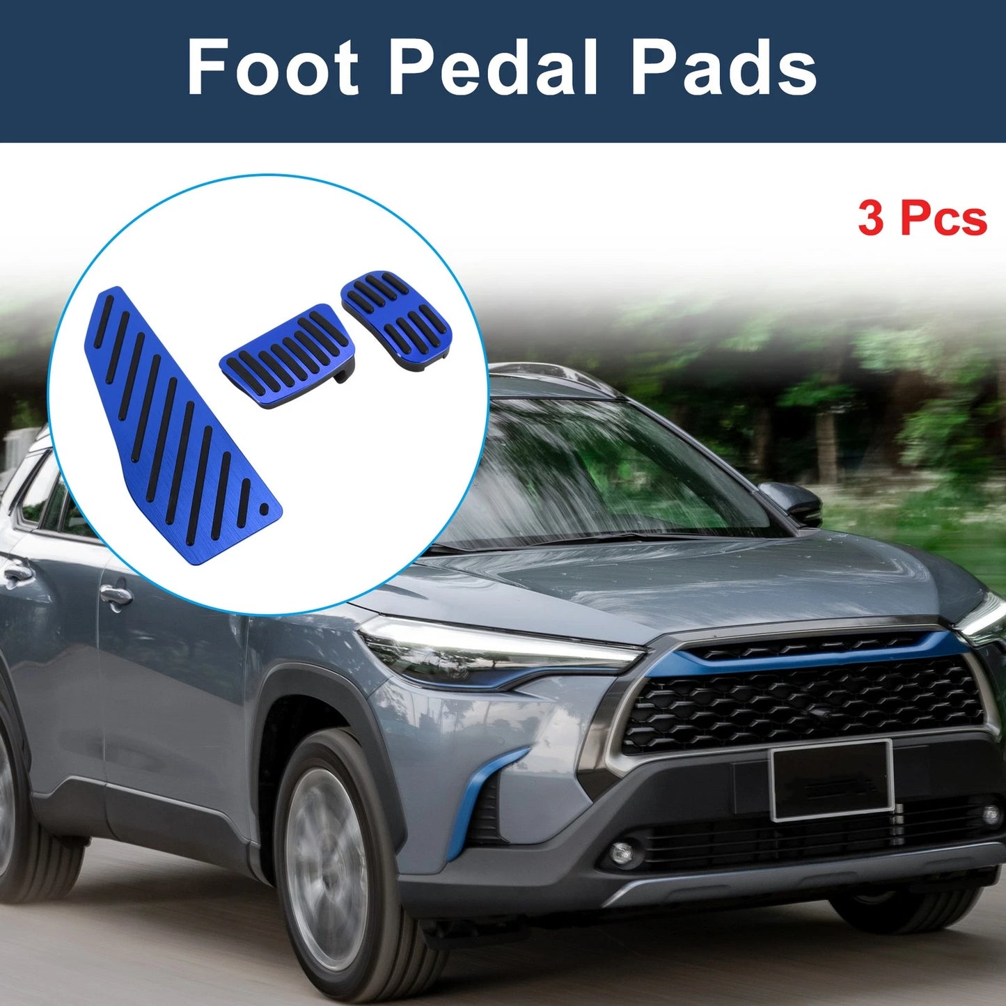 3 Pcs Automatic Foot Accelerator Pedal Covers for Toyota Corolla Cross Blue