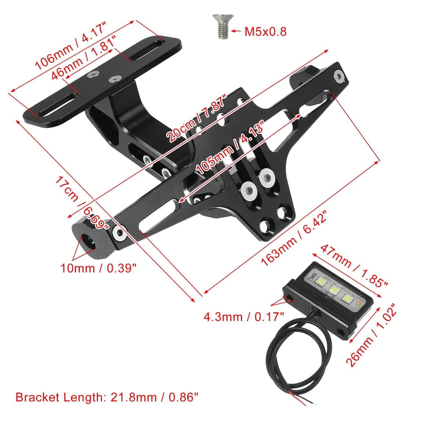 1 x License Plate Bracket for Universal Motorcycle Fender
