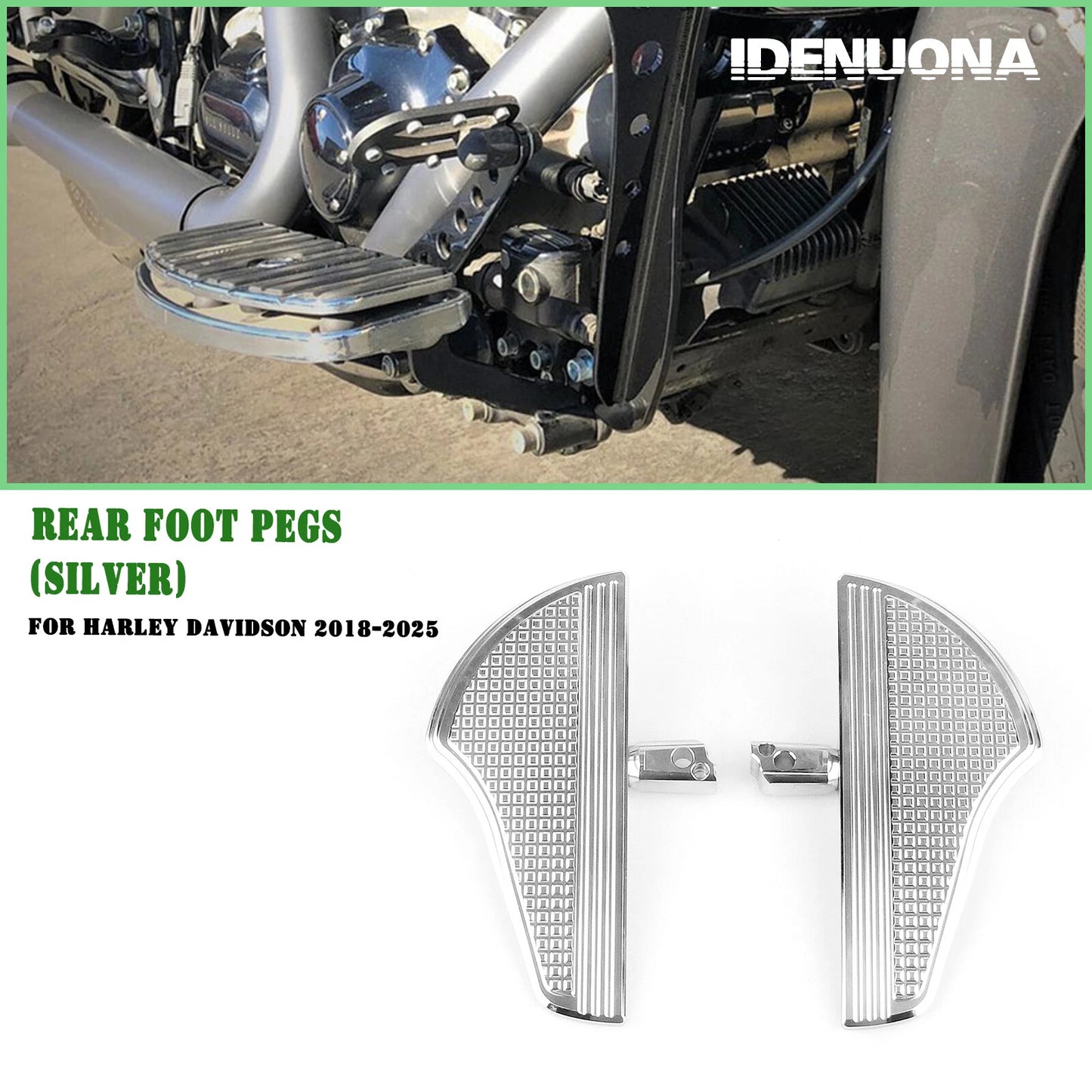 2 x Chrome Rear Passenger Foot Pegs for Harley Softail (2018-2025)