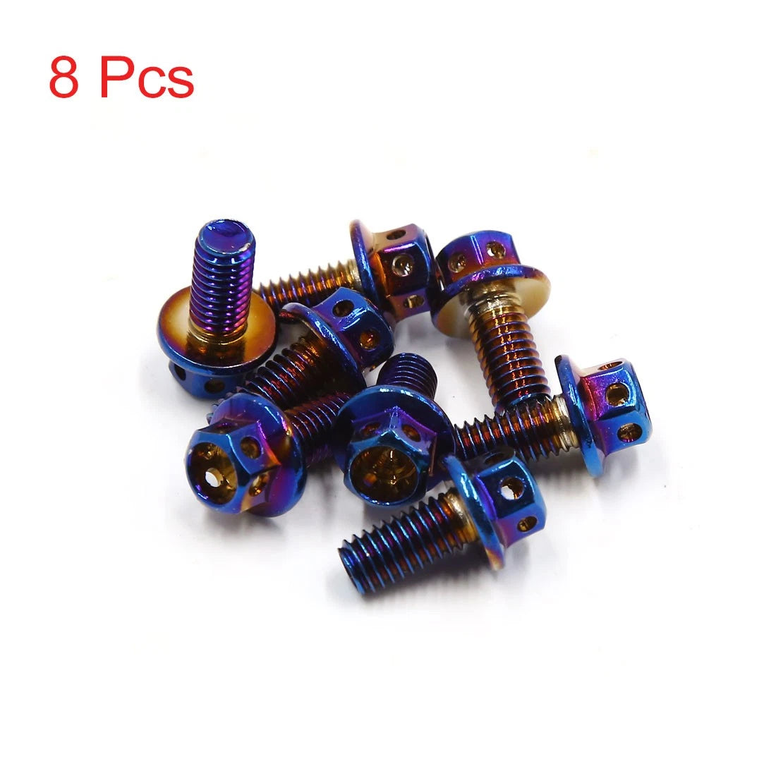 8Pcs Colorful Titanium Alloy Motorcycle Hex Bolts Screws Fastener M6 x 10mm