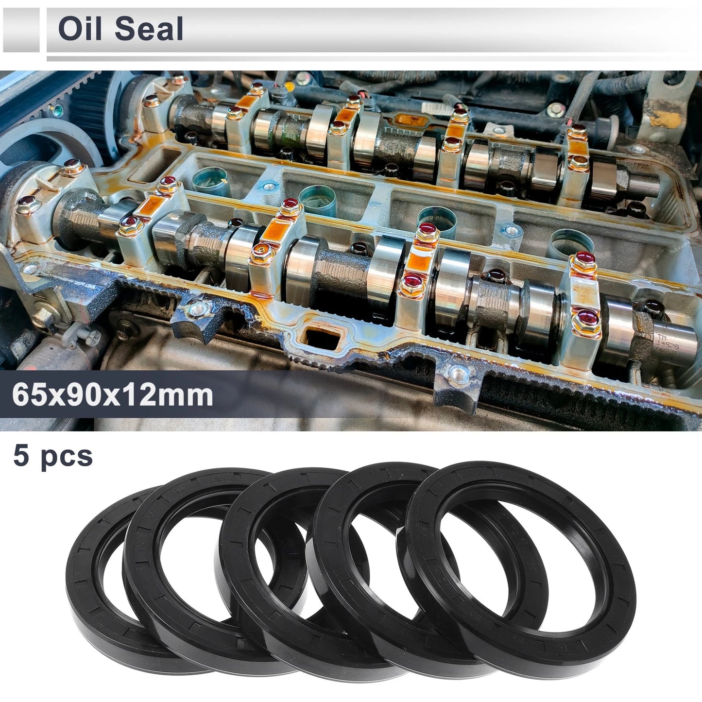 Oil seal 65x90x12mm 5 Pcs Rotary Shaft Seal Nitrile Rubber