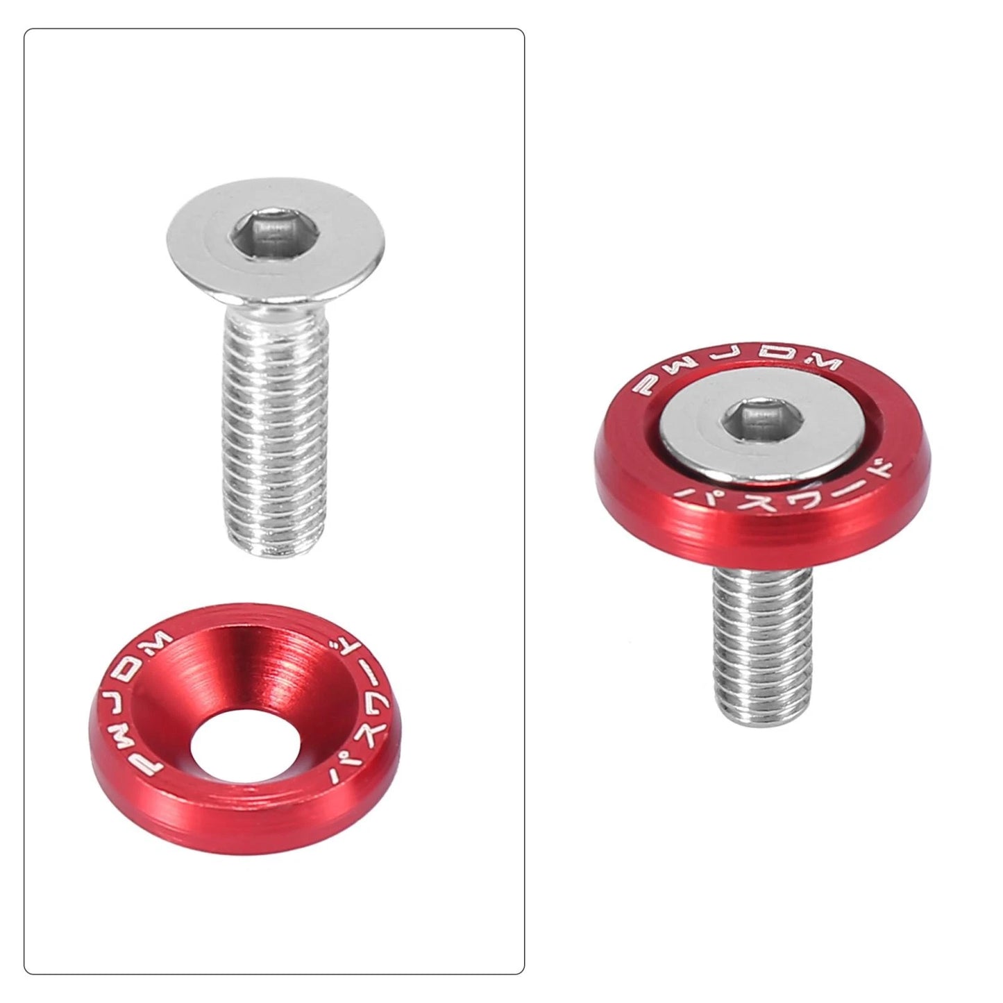 8 x Red M6 Release Fastener Bumper Washer Bolt Trunk Mudguard for Car