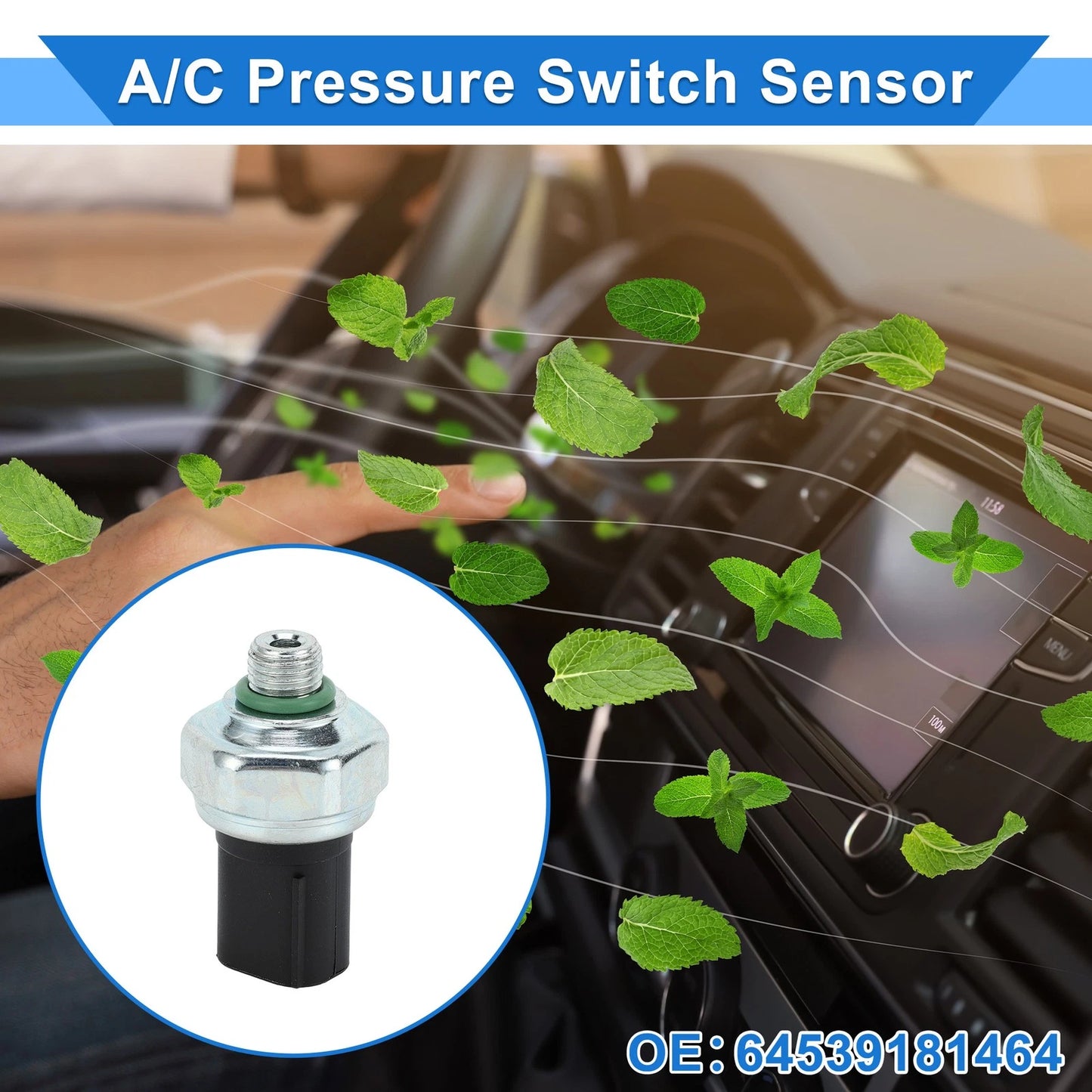 A/C Pressure Switch Sensor for BMW E39 E60 525 530 540 E38 E65 E66 (1997-2010)