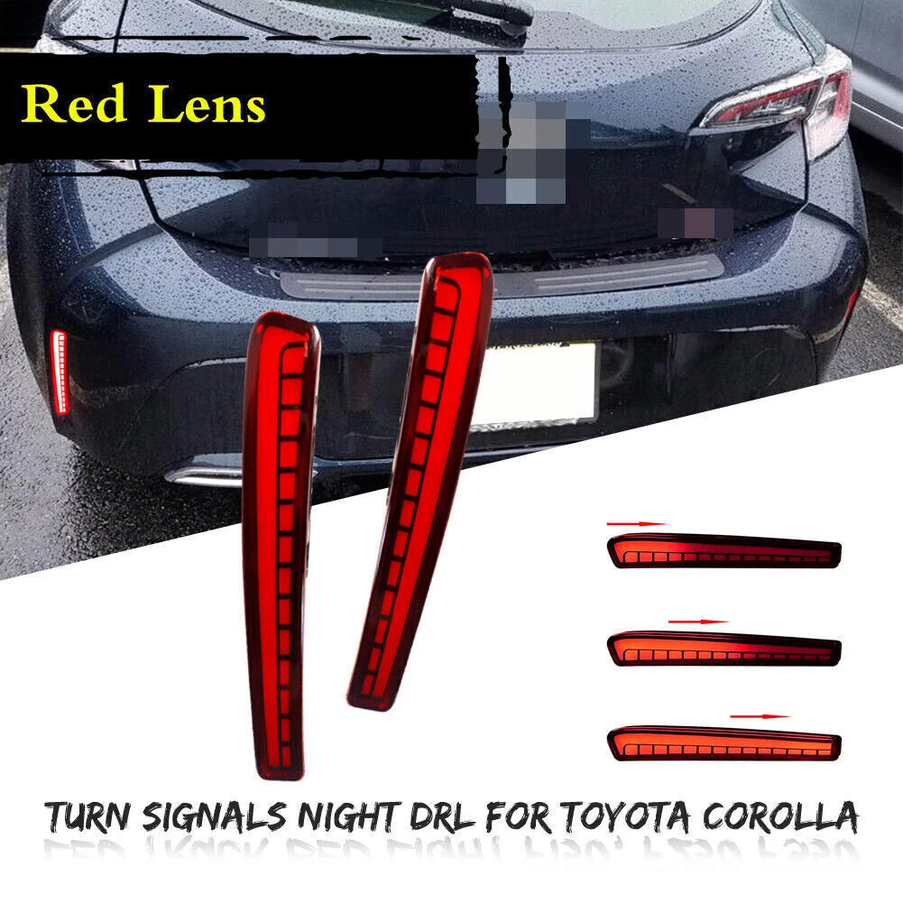 2 x Red Rear Bumper Tail Brake & Turn Signal Lights for Toyota Corolla (2020-2021)