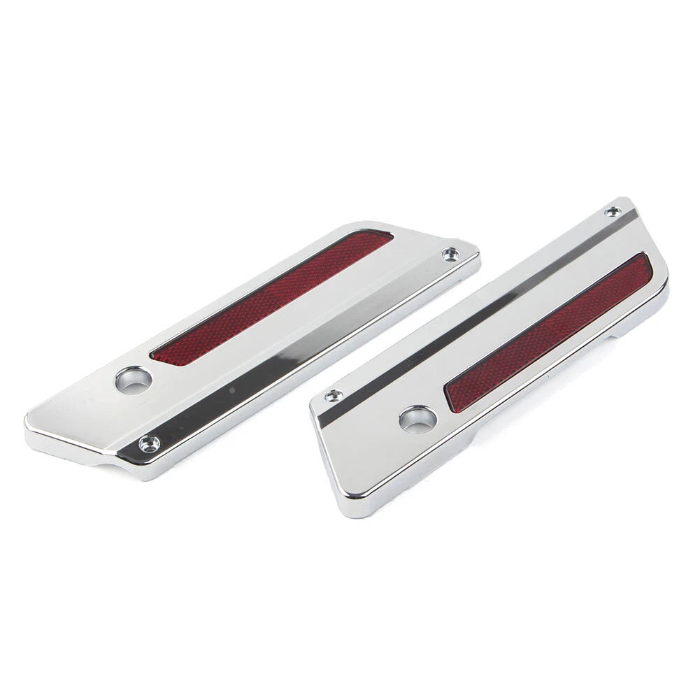 Saddlebag Latch Plate Covers with Red Reflectors for Harley Touring (1993-2013)