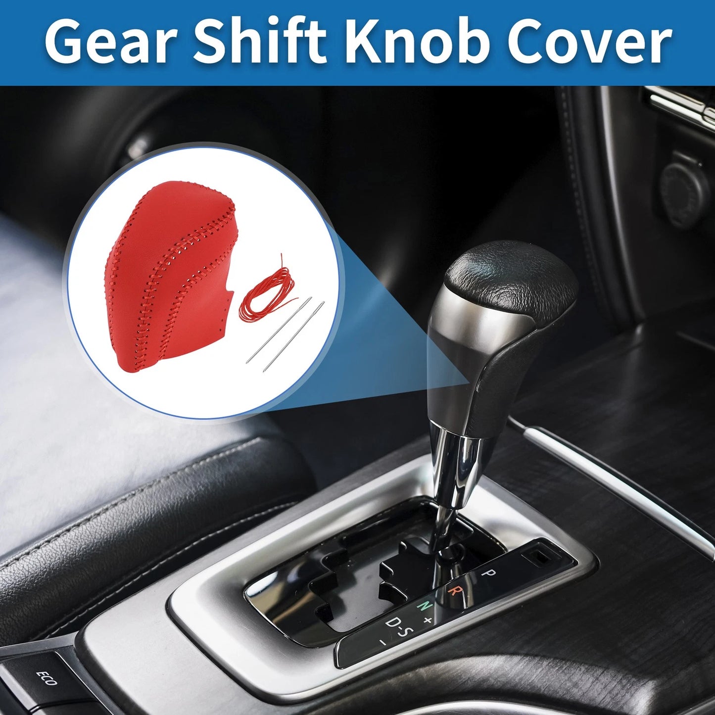 Red Faux Leather Gear Shift Knob Cover for Toyota Camry (2018-2024)