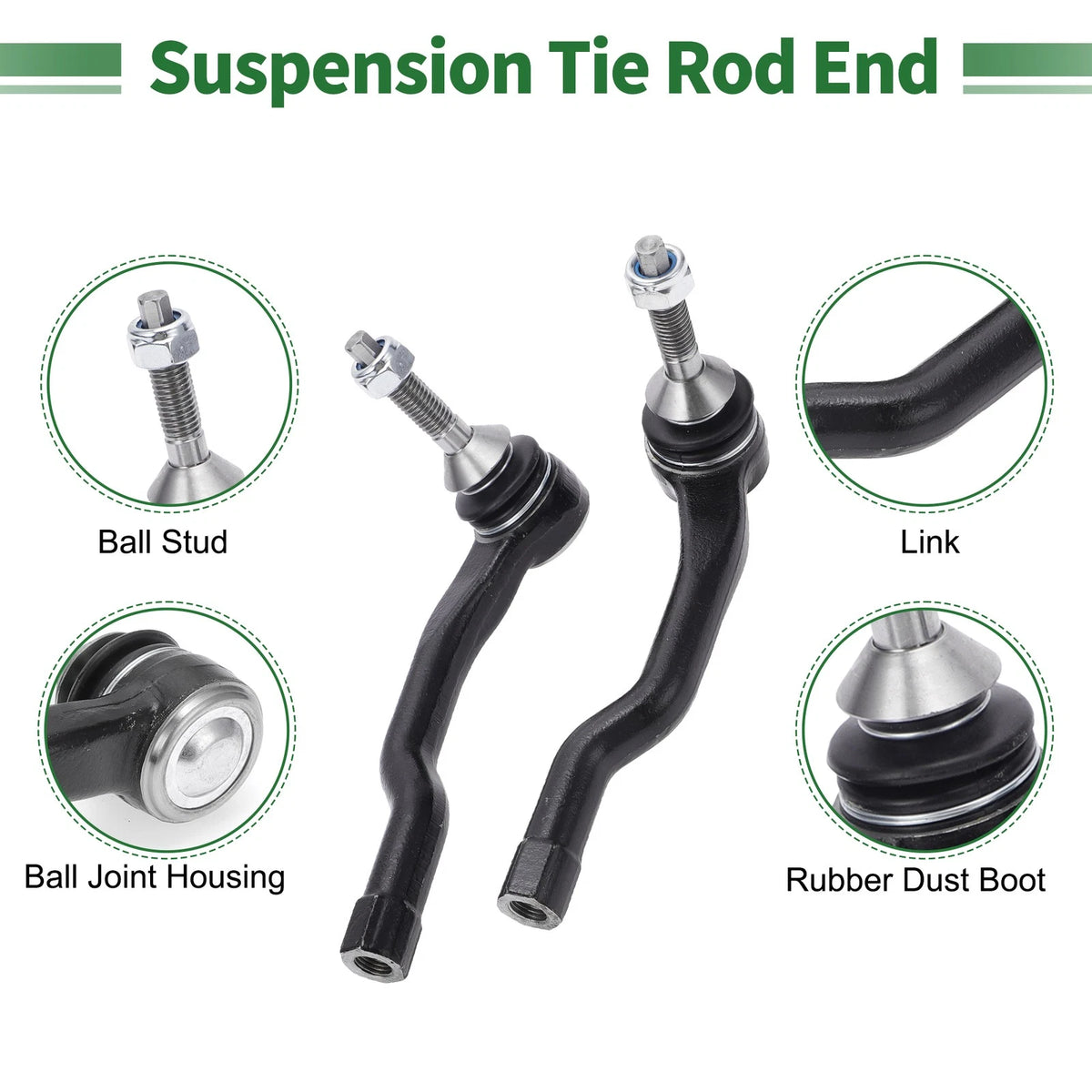 8pcs Front Suspension Kit Tie Rod Ends & Sway Bar Links for Ford Fusion (2006-2012)