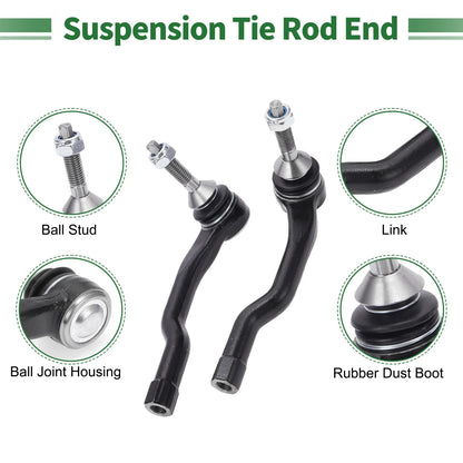8pcs Front Suspension Kit Tie Rod Ends & Sway Bar Links for Ford Fusion (2006-2012)