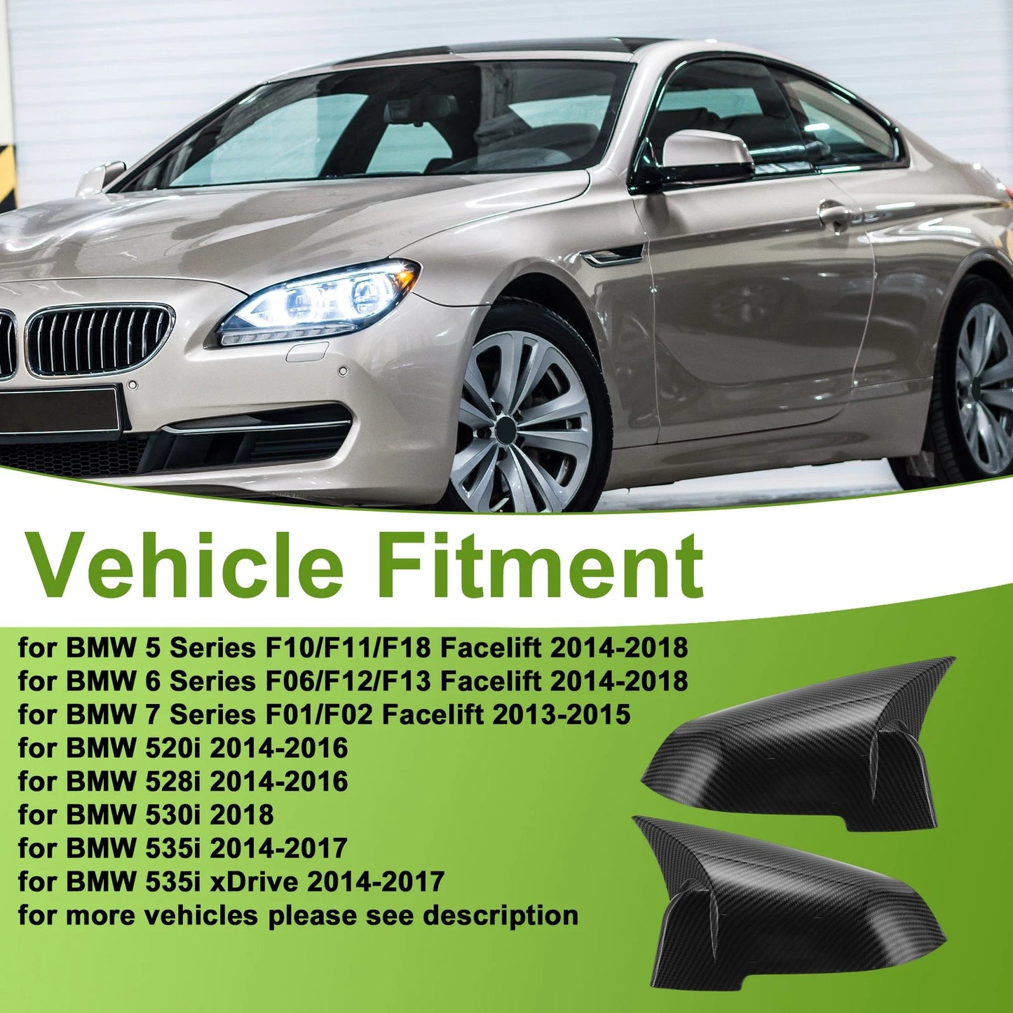 Mirror Cover Cap Replacement for BMW 5 Series F10/F11/F18 Facelift (2014-2018)