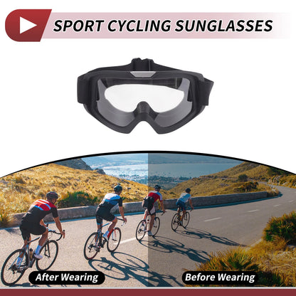 1 x Motorcycle Riding Goggles Clear Lens Black Frame PC Cycling Sunglasses