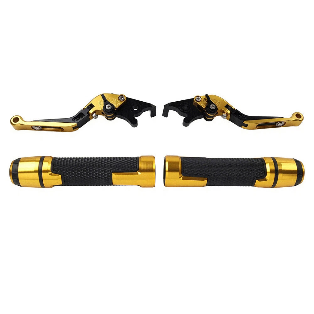 Gold Brake Clutch Levers & Handlebar Grips Set for Yamaha MT-15 XSR155 XTZ125