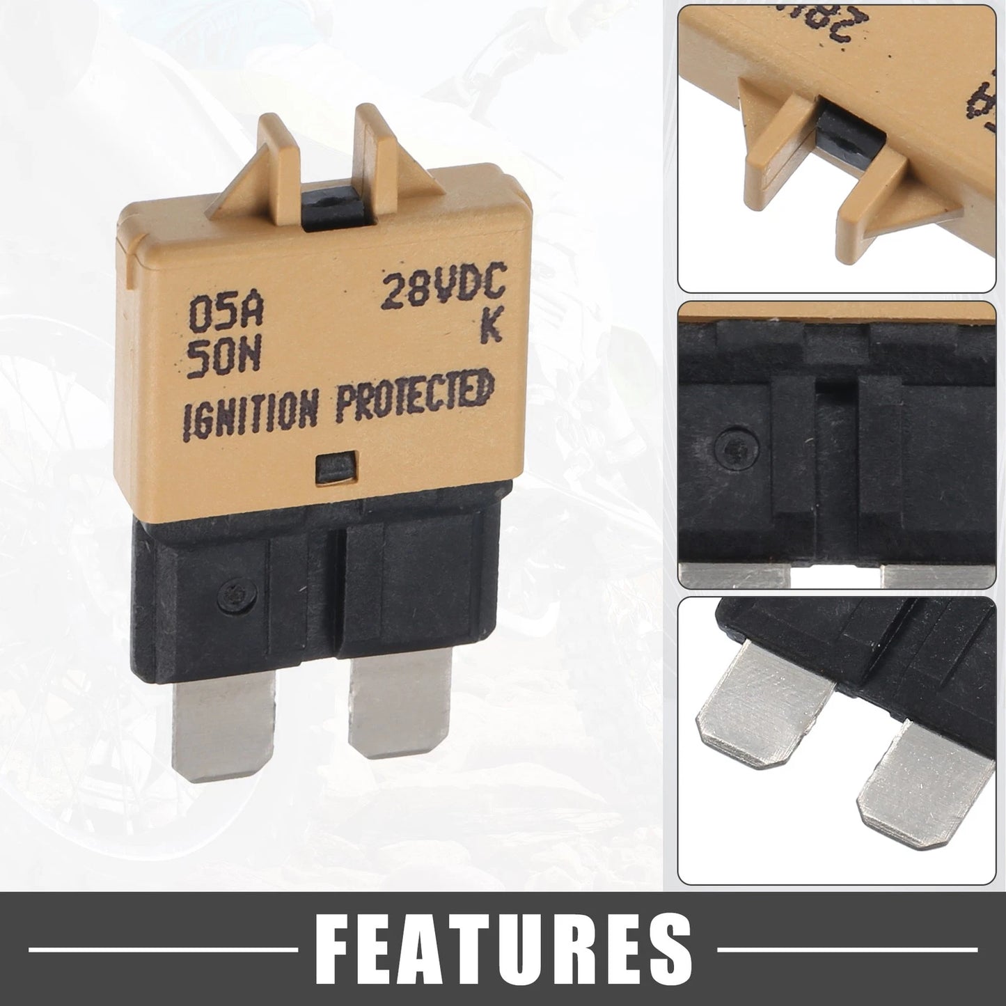 Circuit Breaker Blade Style Fuse 5A 28V Resettable Fuse for Car Marine Khaki