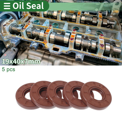 Oil Seal Rotary Shaft Seal FKM Rubber 19x40x7mm 5 pcs