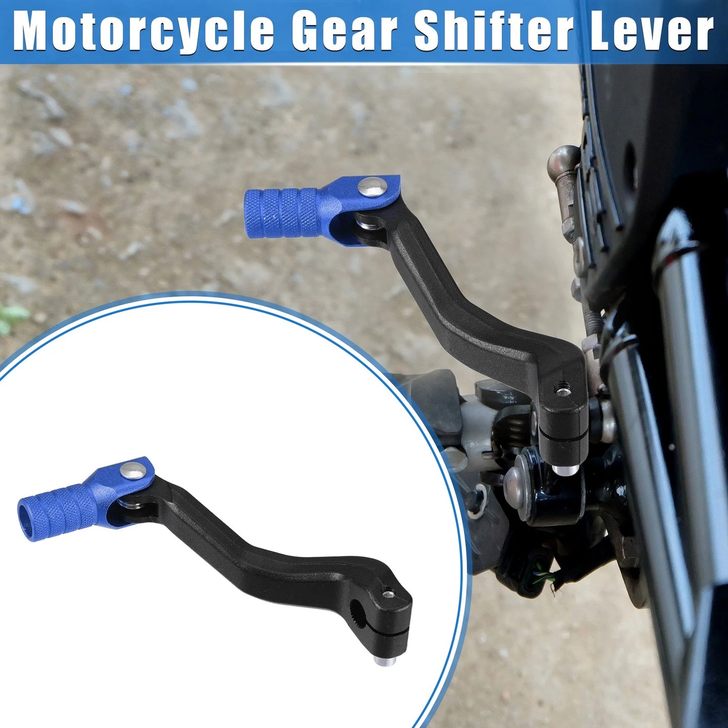Gear Shifter Lever Universal for Motorcycle Folding Aluminum Alloy Blue Black