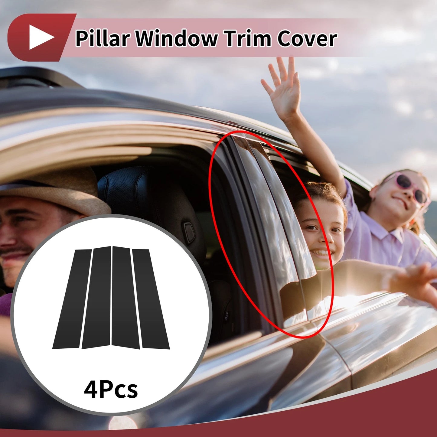 4 x Car Door Pillar Window Trim for Toyota Yaris Cross (2020–2025)