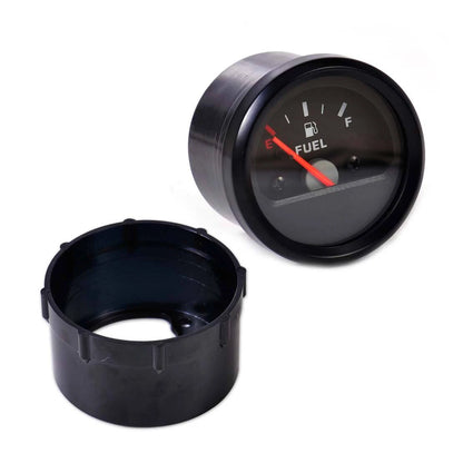 2" 52mm 12V Motorcycle Fuel Level Gauge Meter Black Face Rim