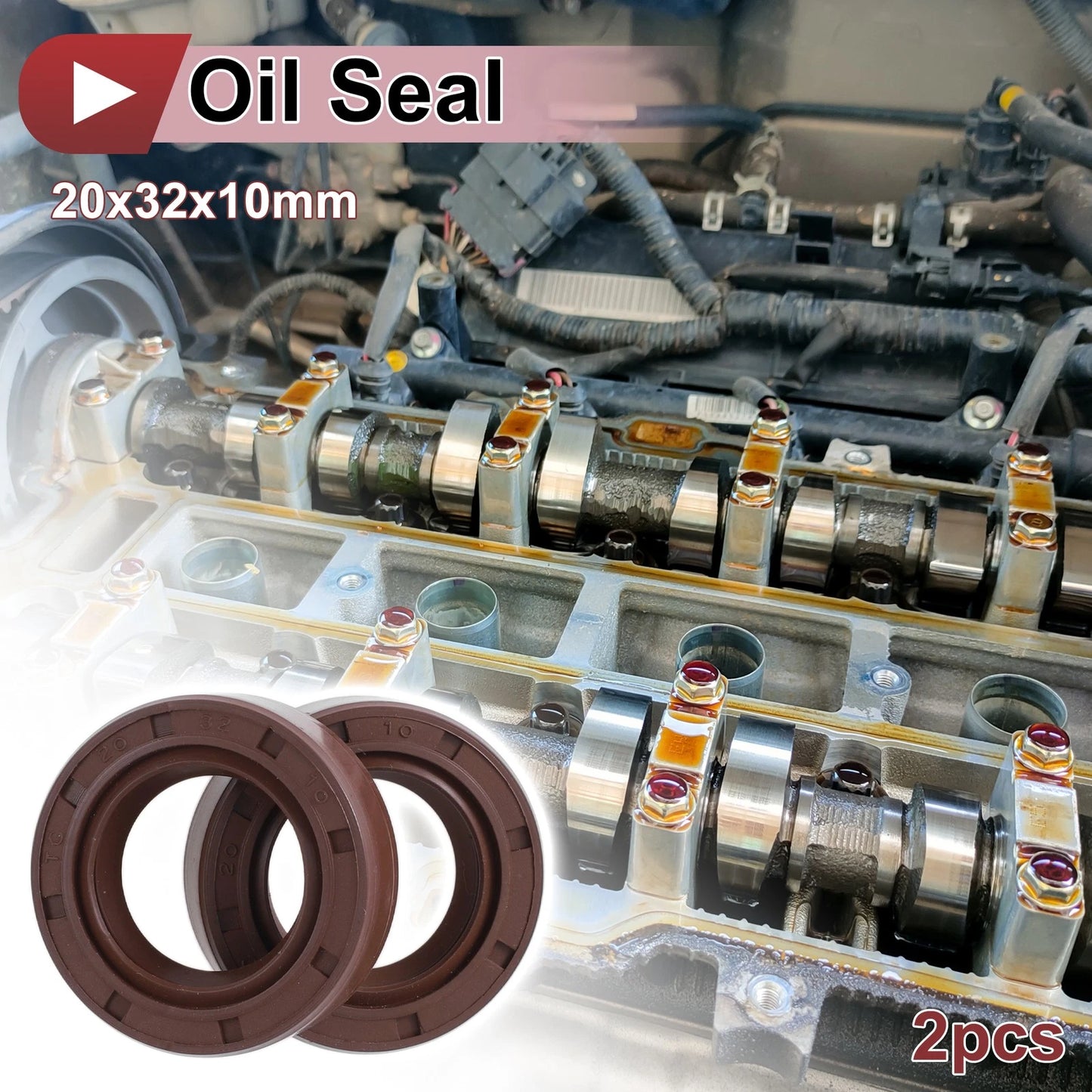 Oil Seal 20x32x10mm Brown 2 x Pcs