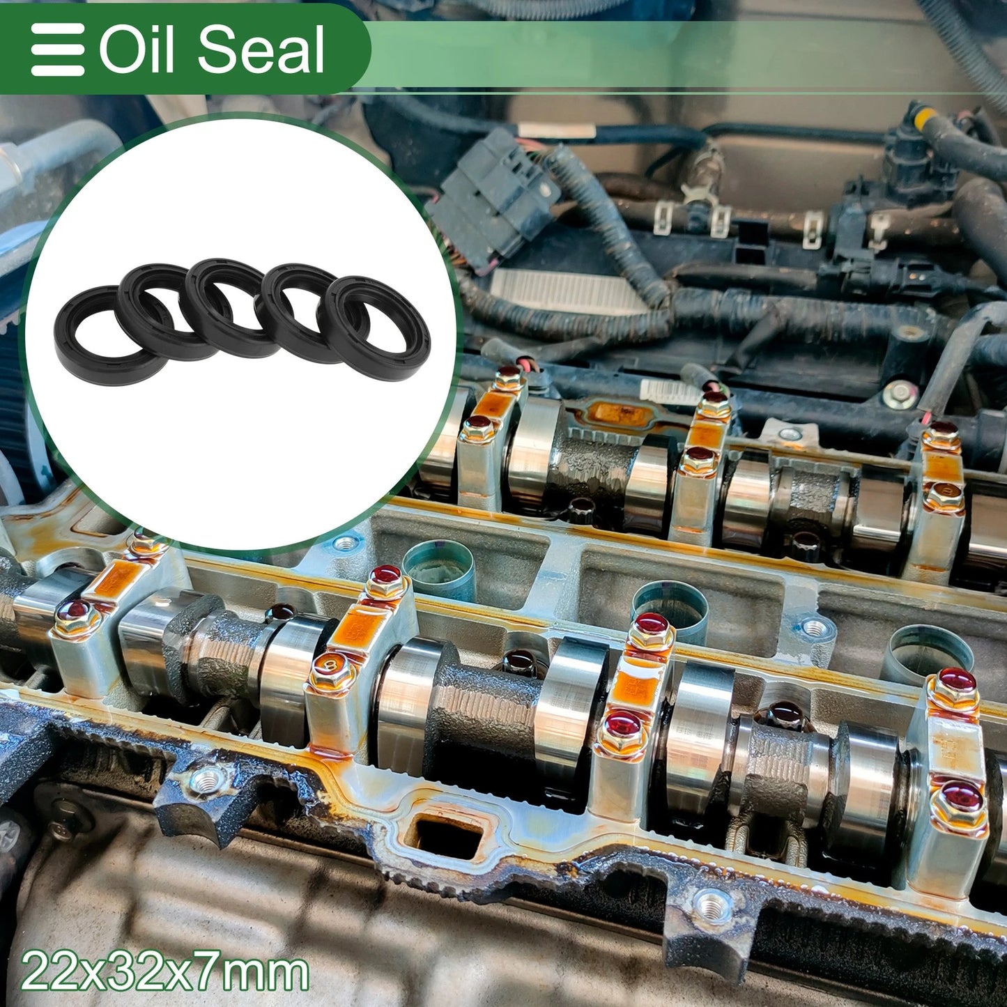Oil Seal 22x32x7mm NBR Rubber 5 Pcs