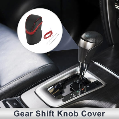 Red Black Faux Leather Gear Shift Knob Cover for Honda Accord (2013-2017)