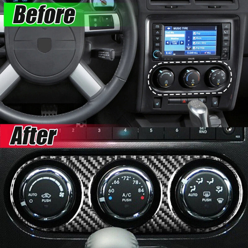 Carbon Fiber Air Conditioning Switch Panel Trim for 08-14 Dodge Challenger