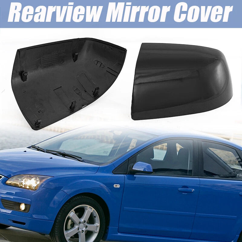2 x Gloss Black Side Wing Mirror Covers for Ford Focus (2005-2008)