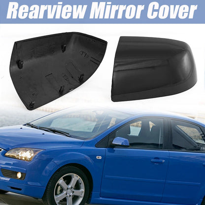 2 x Gloss Black Side Wing Mirror Covers for Ford Focus (2005-2008)