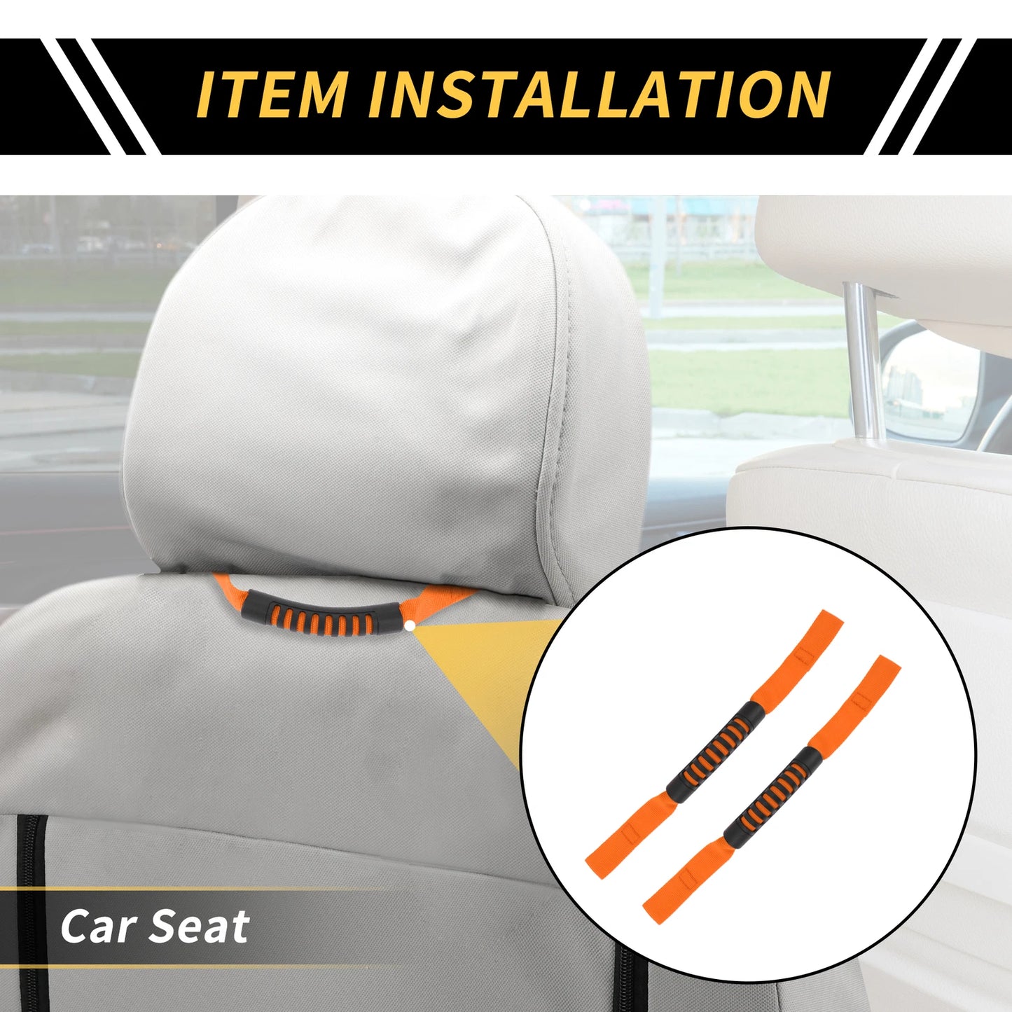2 x Headrest Grab Handles for Jeep Wrangler (2011-2023) - Orange