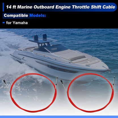 Throttle Shift Control Cable 14 ft 2 x for Yamaha