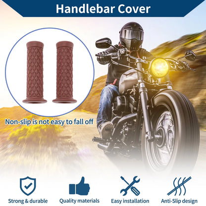 7/8" 22mm Motorcycle Hand Grip Cover Handlebar Grips Brown 1 Pair