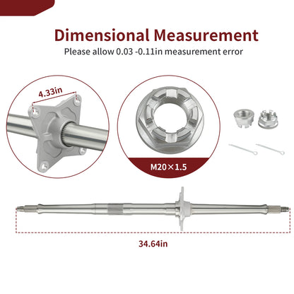 Rear Wheel Axle Shaft & Nuts for Honda TRX450R TRX450ER (2004–2014)