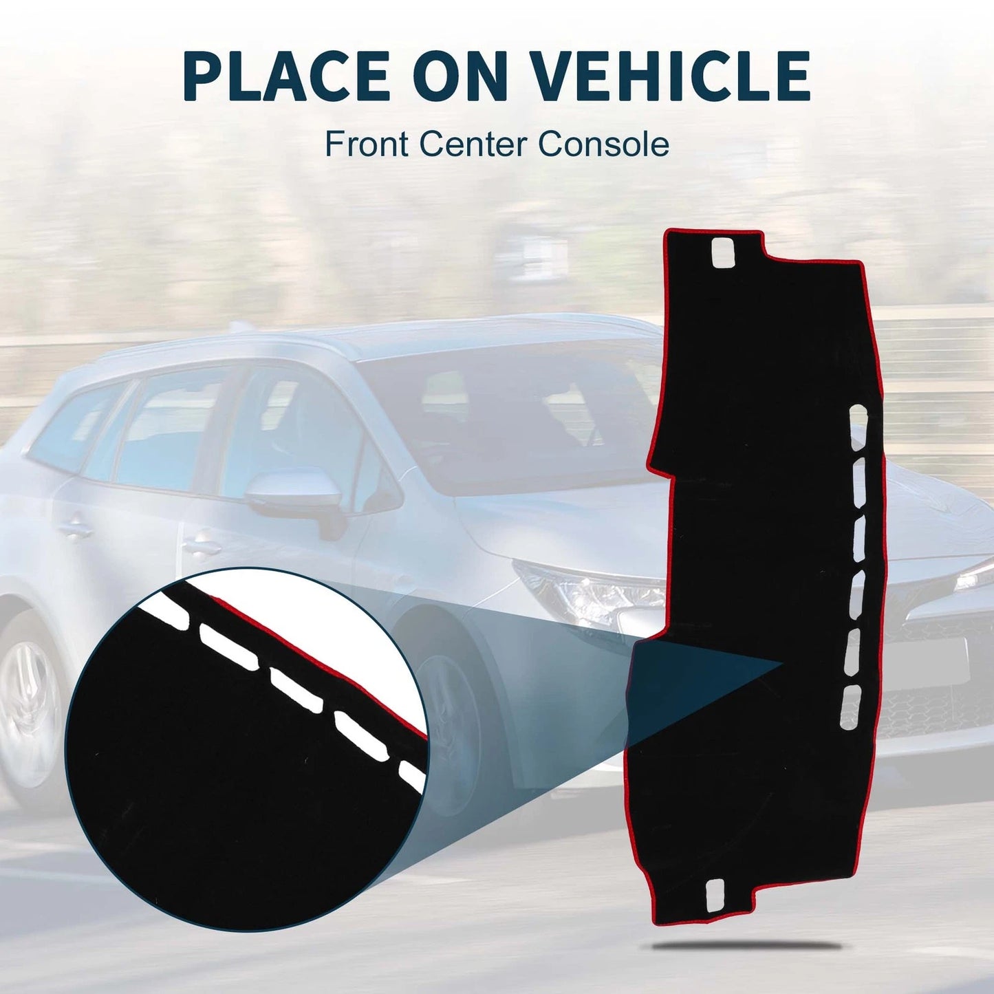 Dashboard Cover Mat for Toyota Corolla (2007-2012) Black Red 1 Set